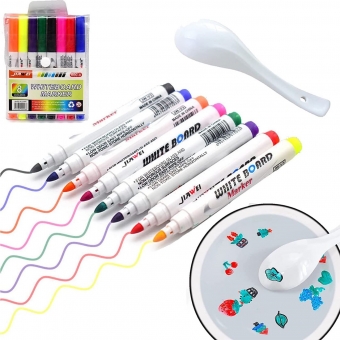 12pcs Multicolor Magical Water Painting Pen, Magical Floating Ink Pen Come With 1 Spoon for Floating